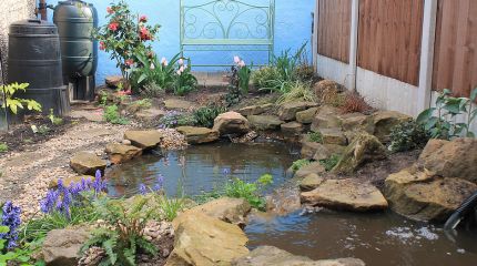 Paved Garden Redesign & Pond Creation