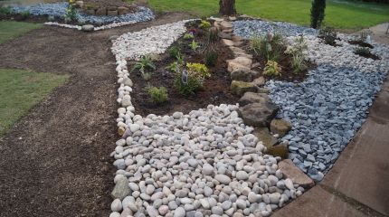 Landscaped beds and raised bed