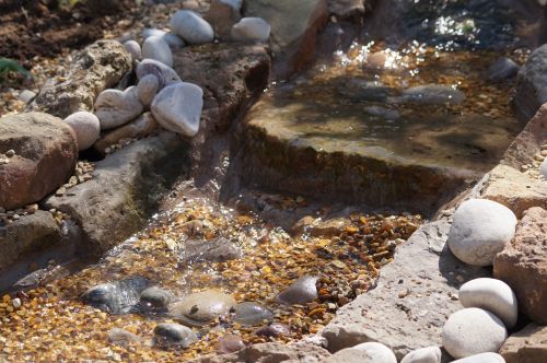 Click Here To Enlarge This Photo Of Creative stream and pond with wine bottles