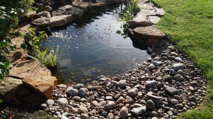 Three ponds, stream and large waterfall